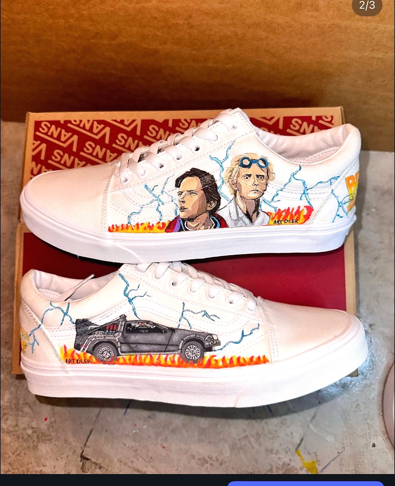 Tenis Vans personalizados con retratos y un automóvil